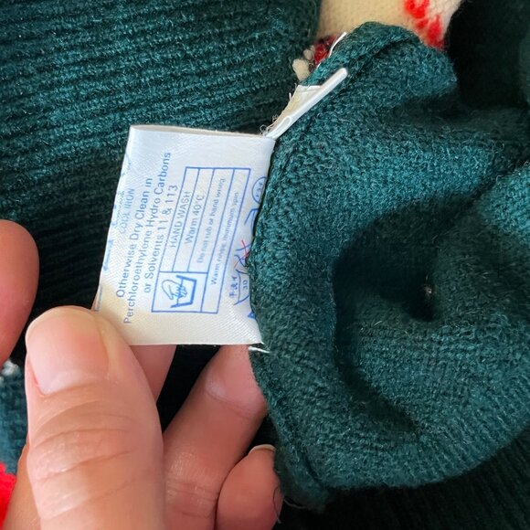 The Scotch House 100% Lambswool Argyle Wool Sweater - Men's Size 44 - Green Red - Picture 7 of 12